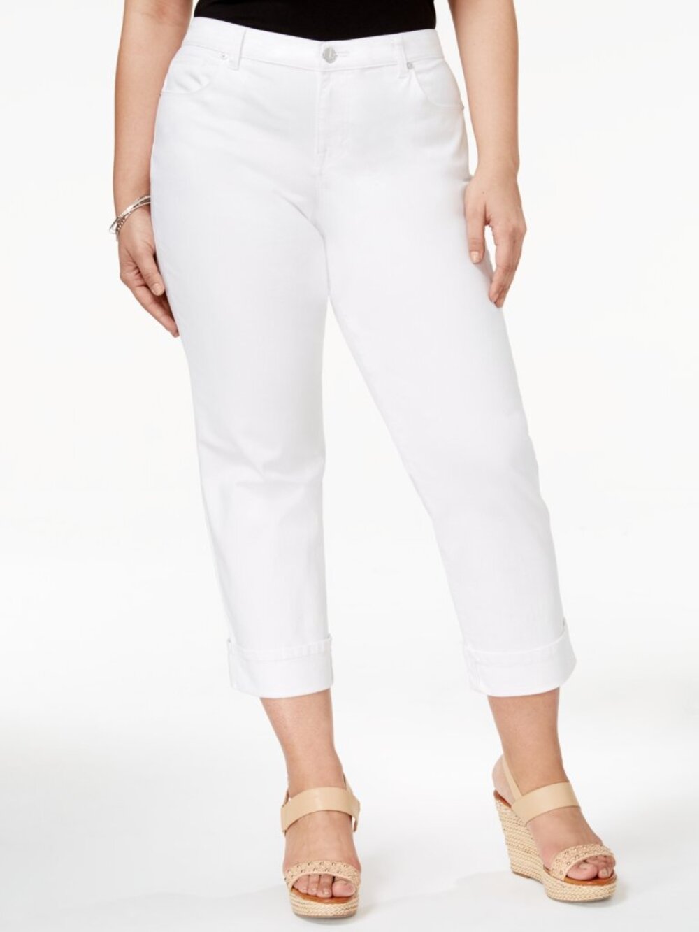Style & Co Womens Cuffed Mid Rise Capri Jeans